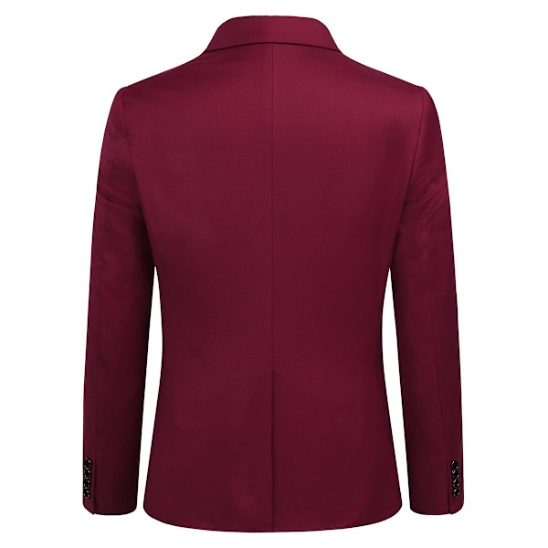 Allthemen Miesten Business Blazer Yksivärinen Slim Fit Takki-WELLNGS Dark Red L