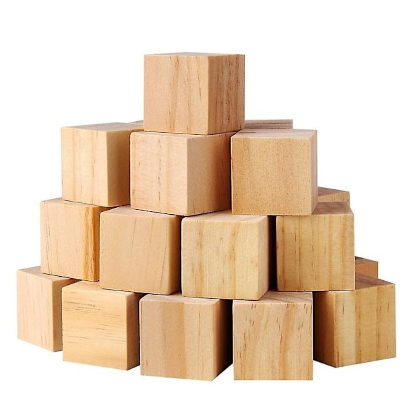 50pcs Wood Square Square Blank Wood Blocks for Puzzle Making, Crafts, and Diy Projects-WELLNGS