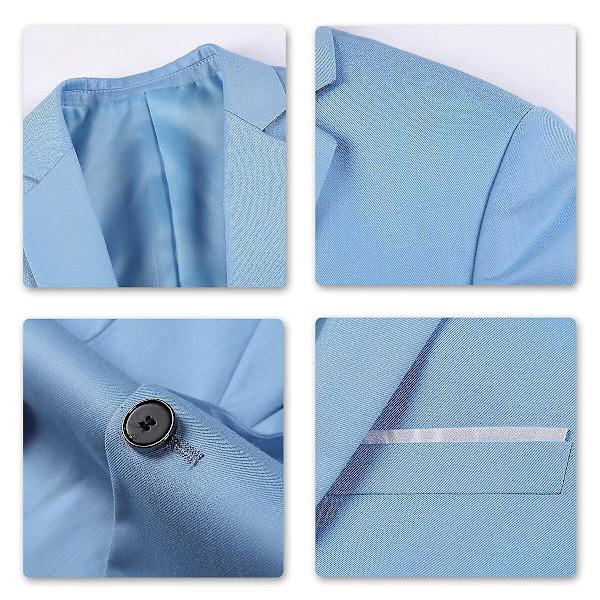 Allthemen Herr Business Blazer Solid Slim Fit Jacka-WELLNGS Sky Blue S