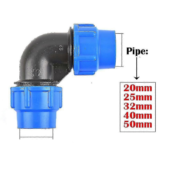 20/25/32/40/50mm PVC PE Putkiliitin Hanavesiliitin Muoviventtiili Puutarha Maatila Kastelu Vesiputki Letkuliitos Tarvikkeet-WELLNGS Elbow 32mm