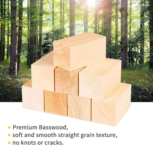 Basswood Carving Blocks 4 X 2 X 2 Inch, Whittling Wood Carving Blocks Vuxna Nybörjare Eller Expert-WELLNGS