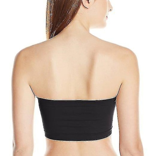 Sømløs Bandeau BH Boob Tube Stropløs Pakke med 3 Sort, Hvid & Beige-WELLNGS L