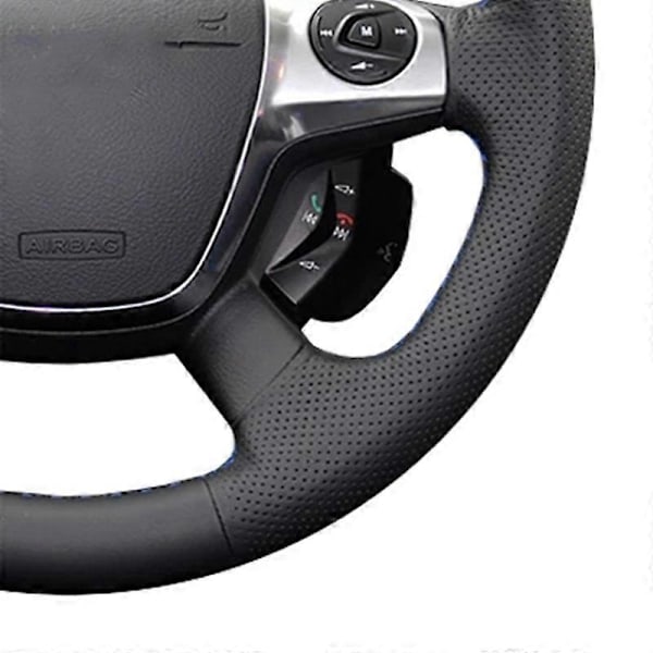 Skridsikkert Blødt Kunstlæder Flettet Ratbetræk Kompatibelt med Kompatibelt med Ford Focus 3 2012-2014 KUGA Escape 2013-2016 Car-WELLNGS Gray Thread