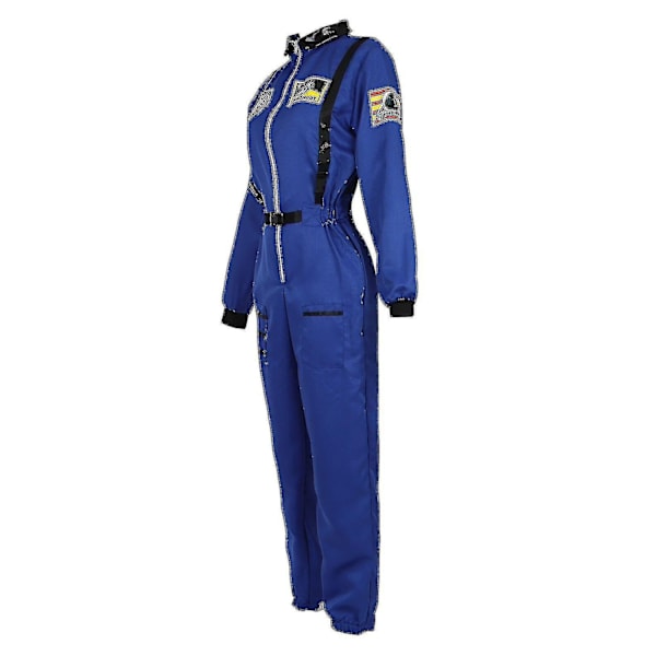 Astronautin puku Avaruuspuku Aikuisten roolipeliasu Vetoketju Halloween-asu Pari Lennopuku Suuri koko Yhtenäinen - WELLNGS Blue for Men M