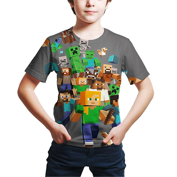 Minecraft Game Tryckt Pojke Kortärmad T-shirt Toppar Sommar Tee-WELLNGS B 11-12 Years