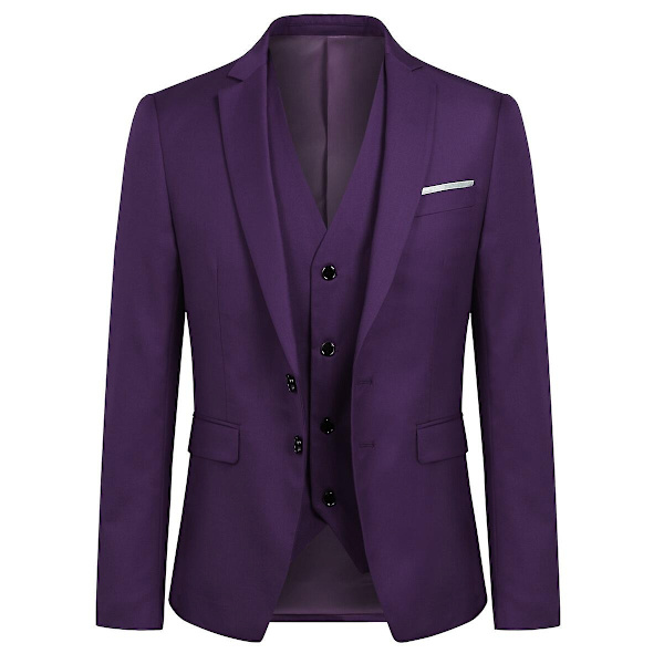 Allthemen miesten business-bleiseri, yksivärinen, slim fit -takki - WELLNGS Purple S