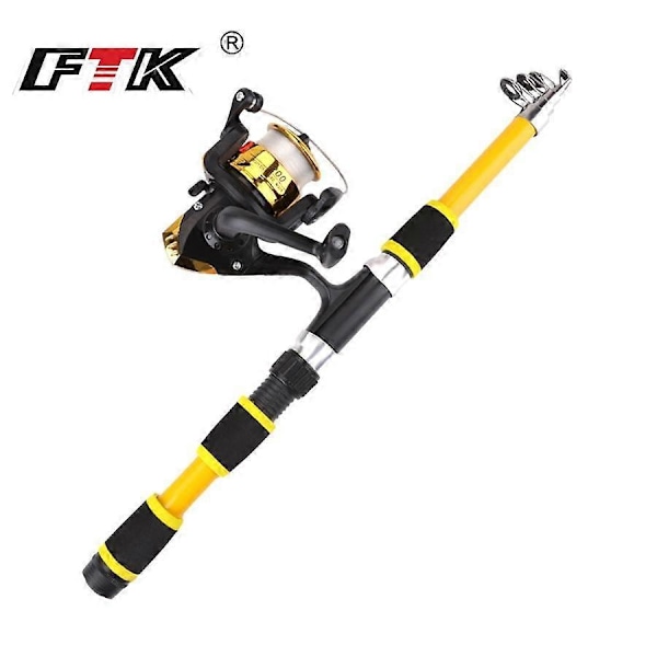 Bærbar 1,8 m Teleskopisk Fiskestang 5,5:1 Gear Ratio Spinnende Fiskehjul Sæt med Fiskeline Fiskeudstyr Stang Combo-WELLNGS red