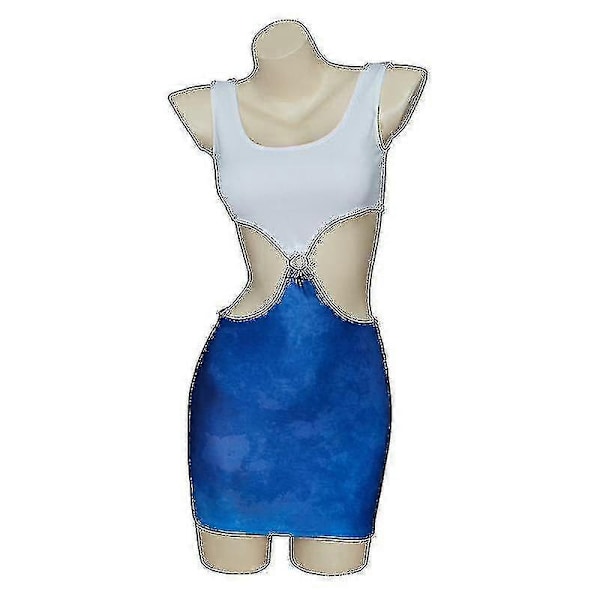 2023 Film Pretty Woman Julia Roberts Cosplay Vivian Ward Sexig Blå Bar Midja Tie-dye Utskuren Klänning-WELLNGS XS 1