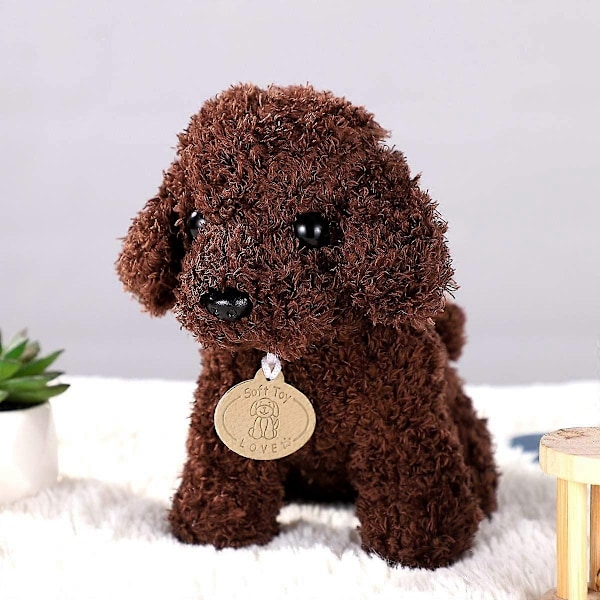 Teddy Hund Dukke leketøy Kosedyr Plysj Hund Myk leke Valpepute Pute Mørk Brun-WELLNGS