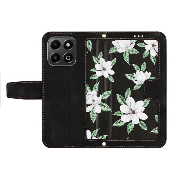 Blommigt läderfodral för telefon med snodd For Honor 200 Smart