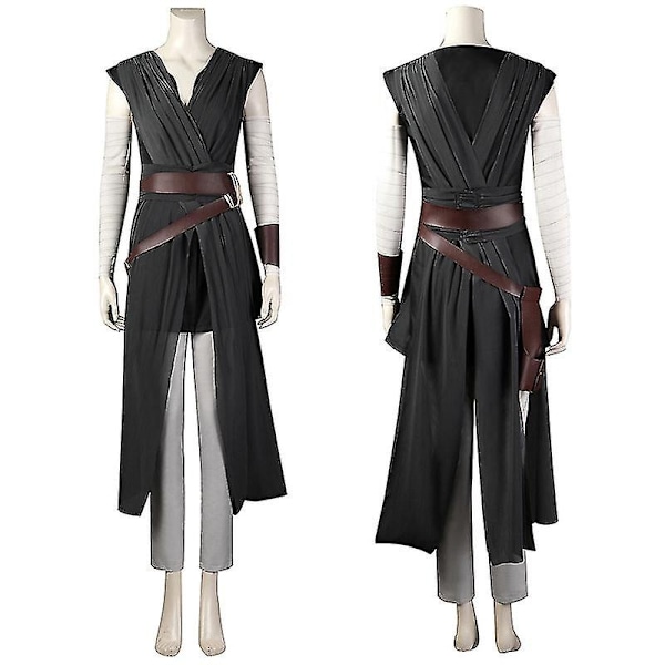 Rey Cosplay Kostumer Sort Jedi Ridder Fuld Sæt Halloween Karneval Kostume til Voksne Whbyv-WELLNGS XXXL