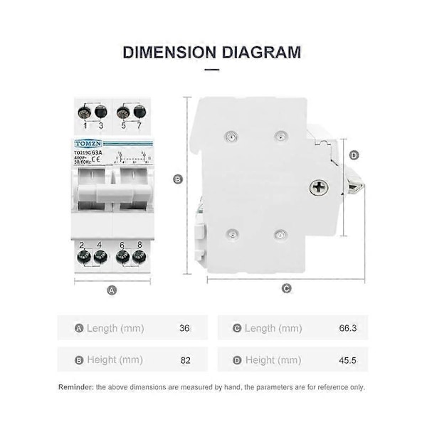 Kompatibel med TOMZN 63A MTS Dubbel Ström Manuell Omkopplare Isoleringsbrytare Interlock-WELLNGS