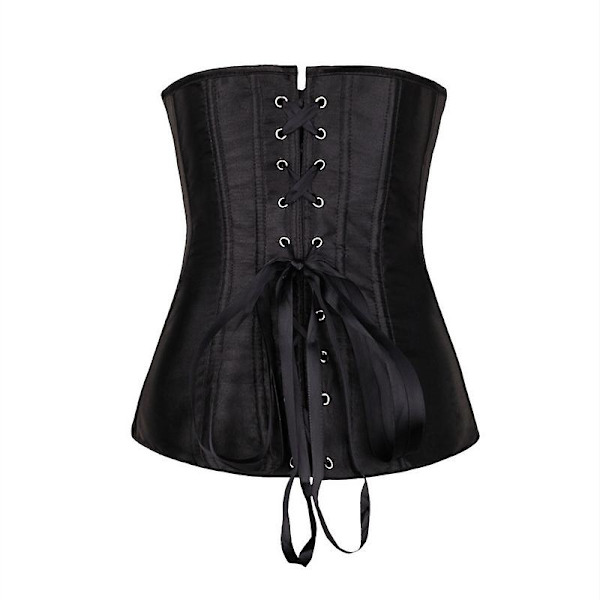 Mimigo Naisten Bustier-Korsetti Yläosa Seksikäs Alusvaatesetti Musta Satiini Vyötärön Kiristäjä -WELLNGS BLACK 4XL