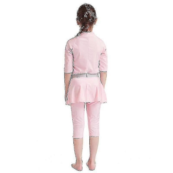 Flickors Badkläder Barnens Badkläder Enfärgad Burkini Badkläder Strandkläder - WELLNGS Pink 3-4 Years