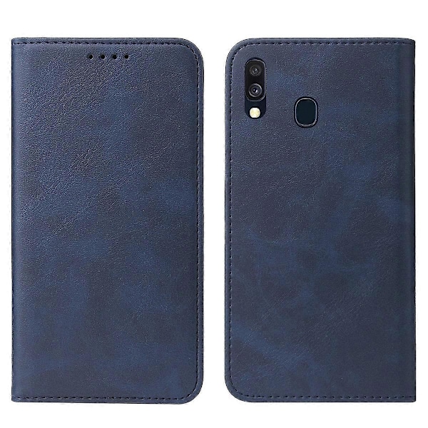Yhteensopiva Samsung Galaxy A40 Magneettisuljettavan Nahkaisen Puhelinkotelon kanssa - WELLNGS Blue