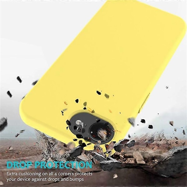 Kompatibelt skal för iPhone 16e, fallsäkert flytande silikon med mjukt foder, baksidesskydd - WELLNGS Yellow