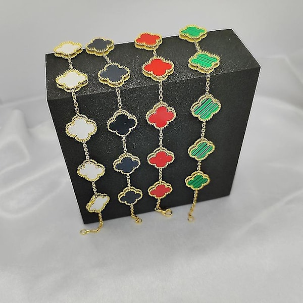Kvindernes Lucky Clover Reversible Armbånd 18k Kæde Simple Fashion Non-fading Personlig Armbånd-WELLNGS green