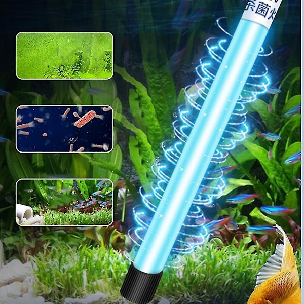 Akvarium UV-sterilisatorlys nedsenkbar vannren lampe for dam fisktank US/EU-plugg-WELLNGS 7w