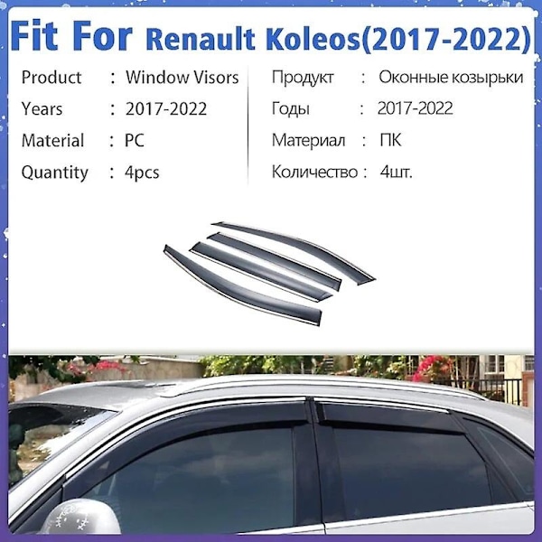 Ikkunan lippa suojaa Renault Koleos 2017-2022 Vent Cover Trim markiisit Katokset Suojaus Aurinko Sade Deflektori Auto Tarvikkeet-WELLNGS