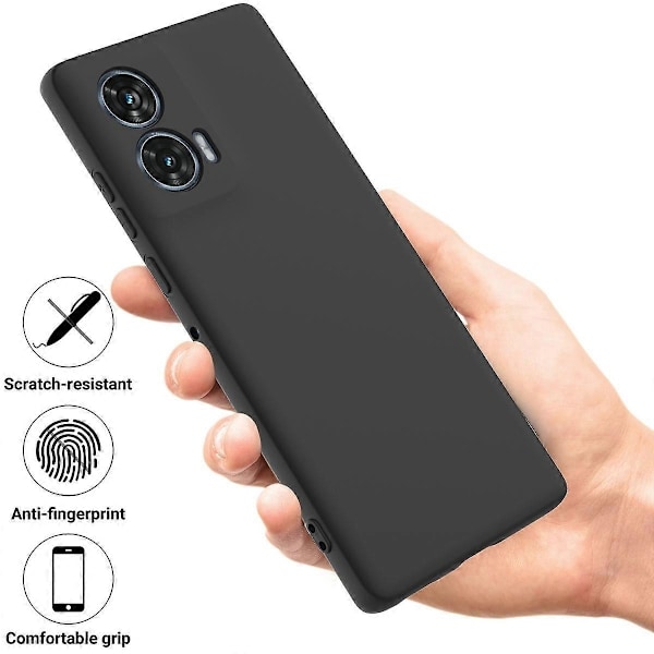 Flytande silikonfodral kompatibelt med Motorola Edge 50 Fusion-WELLNGS Black
