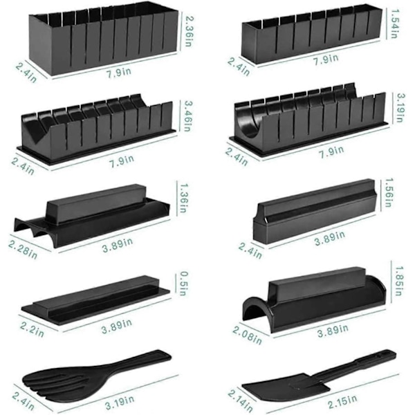 Hemgjord Sushi-set, 11-delad DIY Sushi-formset med 8 formar, ris - WELLNGS