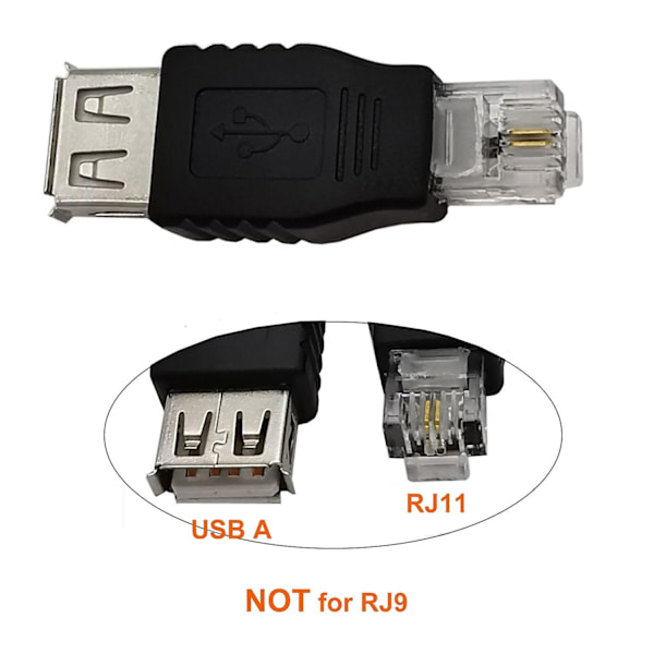 JUNSUNMAY USB A -naaras RJ11 6P2C -sovitin Mini-muunnin (EI RJ9-puhelimen liitäntään) -WELLNGS