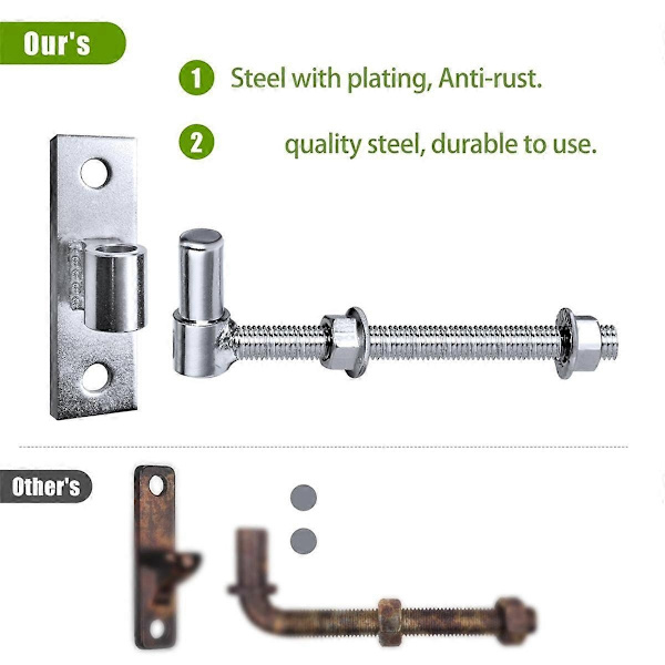 Grindgångjärn Heavy Duty Trästaket, J-bult Grindgångjärn för Trästaket, Stålsvetsat Gångjärn för Grind, 6 Tum 2-Pack-WELLNGS