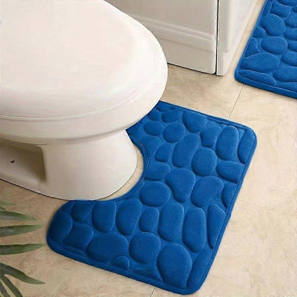 Lyxig och plyschig badrumsmatta i minnesskum - halkfri, snabbtorkande, tvättbar badrumsmatta för bekväm heminredning - WELLNGS Royal Blue 40cm*50cm(15.7in*19.6in