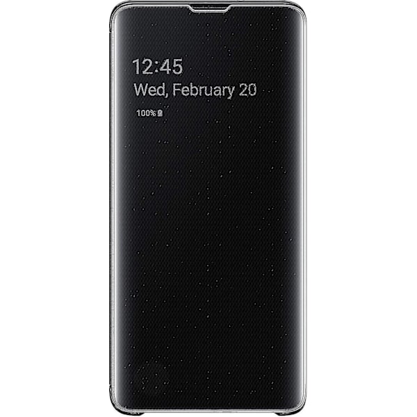 för Samsung Galaxy S10 Skyddande Klar Sikt Folio Fodral - Svart-WELLNGS