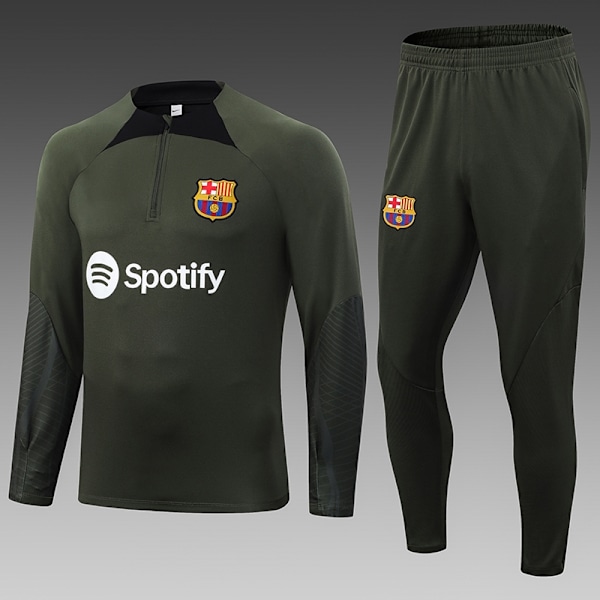 23-24 ny sæson Barcelona ungdoms-/voksen langærmet jerseydragt green-WELLNGS green XL