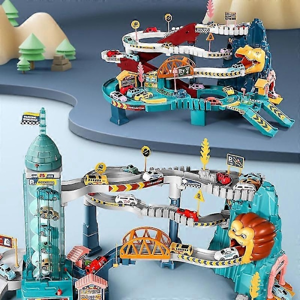 Adventure Elektrisk Togbane Dinosaur Byggeparkeringsplads Racerbane Legetøj Børn Mekaniske Togbaner Julelegetøj Gave-WELLNGS C