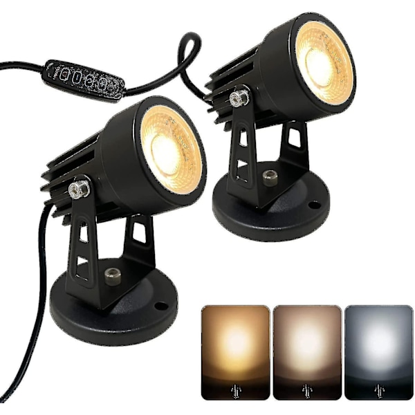 2 st LED-spotlights inomhus för växter, 3-färgs accentbelysning dimbar uppljus spotlightlampa med dimmerbrytare-WELLNGS