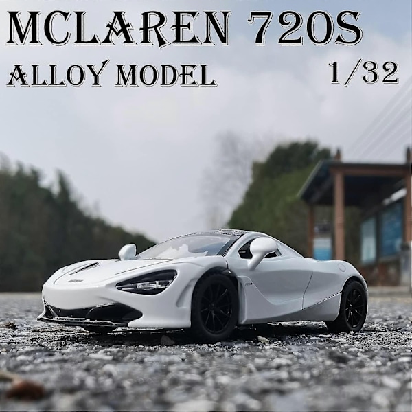 1:24 McLaren 720s Zink-legering Bil Diecast Modell, Dekorativ, Mini Fordon, Present till Barn, Pojkvänner, Ungdomar - WELLNGS White