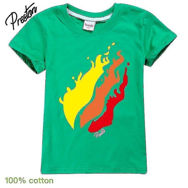 Barn Prestonplayz Flame Casual Bomulls T-shirt - WELLNGS green 13-14 years