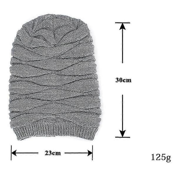 Unisex Slouch Lång Mössa Oversize Hatt Vinter Varm Stickad Mössa-WELLNGS Grey
