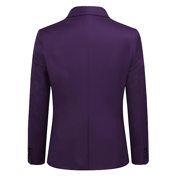 Allthemen Herr Business Blazer Solid Slim Fit Jacka-WELLNGS Purple XL