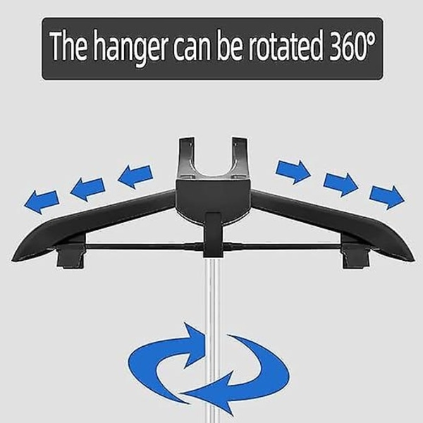 Dampstativ - Tøjstativ til dampning af tøj, dampstativ til tøj, sammenklappeligt teleskopisk tøjdamperholder, tørrestativ håndholdt stativ Black