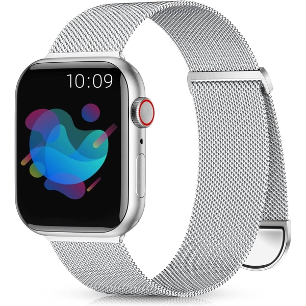 Metallista valmistettu ranneke, joka on yhteensopiva Apple Watch -rannekkeen kanssa 40 mm 38 mm 41 mm Silver-WELLNGS Silver 38/40/41mm