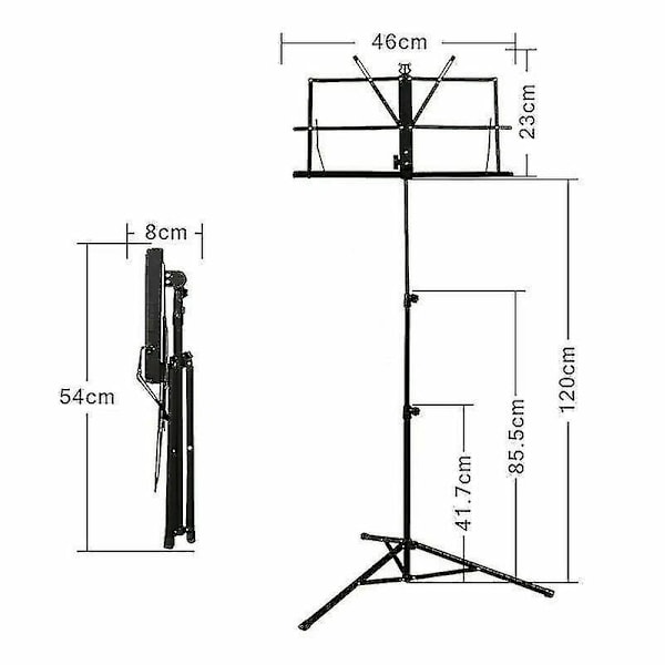 Heavy Duty Foldbar Musikstand Stativ Base Tripod Orkester Dirigent Bord TY-WELLNGS Black