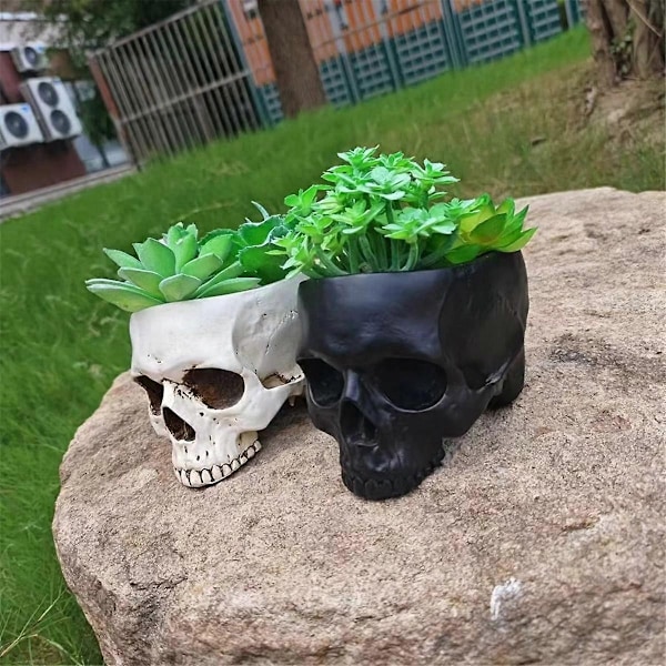 Ulkokäyttöön Puutarhakoriste Halloween Pääkallokoriste Mehikasvi Kukkaruukku Goottilainen Kodin Koristelu Musta-WELLNGS