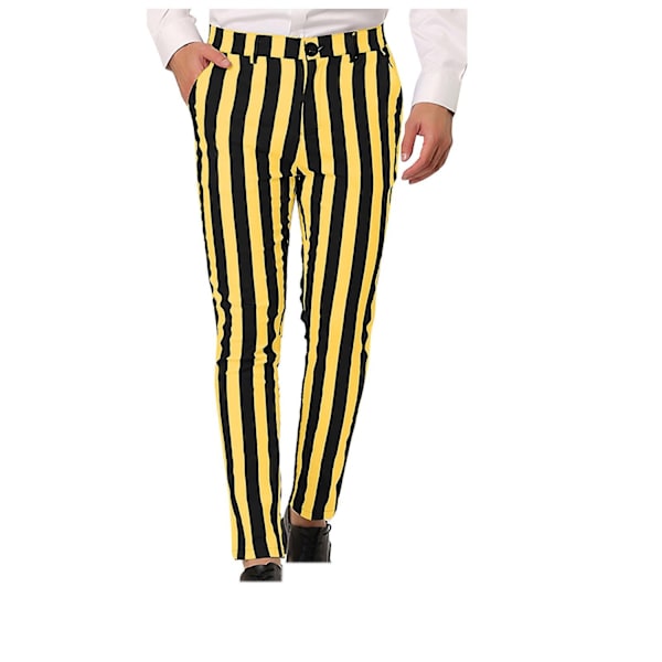 Herrbyxor med ränder, personliga fickor, knappar, kostymbyxor, leggings, casualbyxor - WELLNGS Gold M