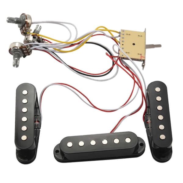 Elektrisk Gitarr Pickup-Koppling Förkopplad 5-Vägs Switch SSS Pickup för ST Elektrisk Gitarr Svart-WELLNGS