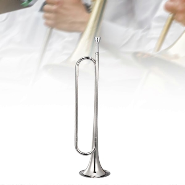 Signalhorn Kavaleritrompet med munnstykke Blåseinstrument Speidertrompet Signalhorn for Kavaleriband Sceneopptreden Nybegynnere Voksne - WELLNGS silver Bb