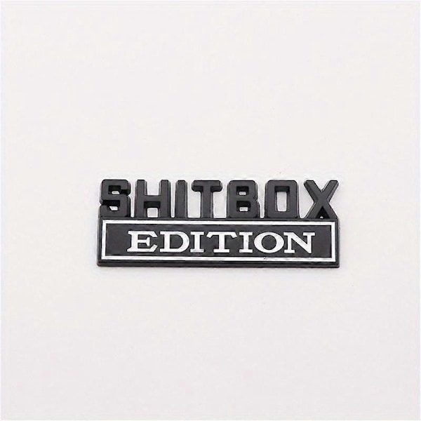 Shitbox Edition Badge, 3D Bilmærke Klistermærker, Cool 3D Stænkskærm Navneplade Udskiftning, Kompatibel med de fleste biler, lastbiler og SUV'er-WELLNGS Black-Red