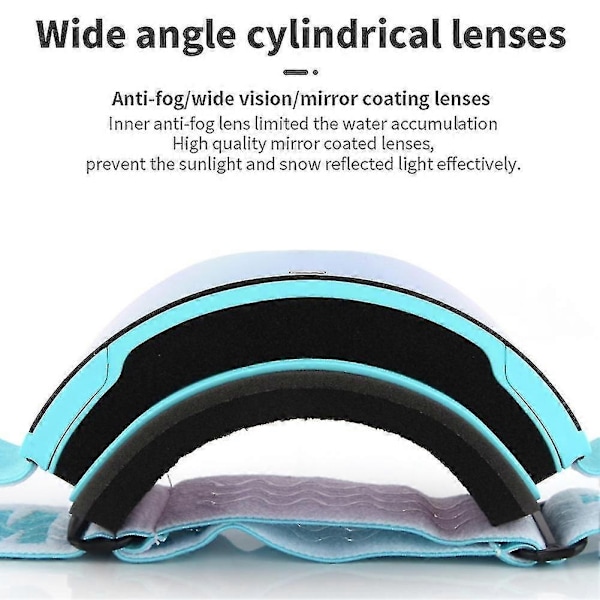Cylindriske dobbeltlags skibriller, komfortable vindafvisende snebriller, velegnet til skiløb og snescooter - WELLNGS White Silver lens