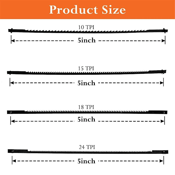 50 stk. Spole-sagblad 127 mm Karbonstål Fretsagblad, 10/15/18/24 Tenner Standard Fine Cut Sagblad - WELLNGS