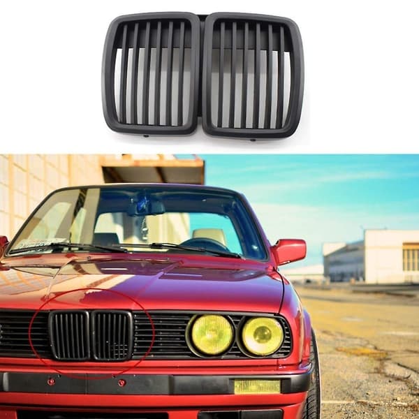 Frontgrill Udskiftning til E30 3-Serie Front Hjelm Kofanger Grill Sort 1982-1994-WELLNGS