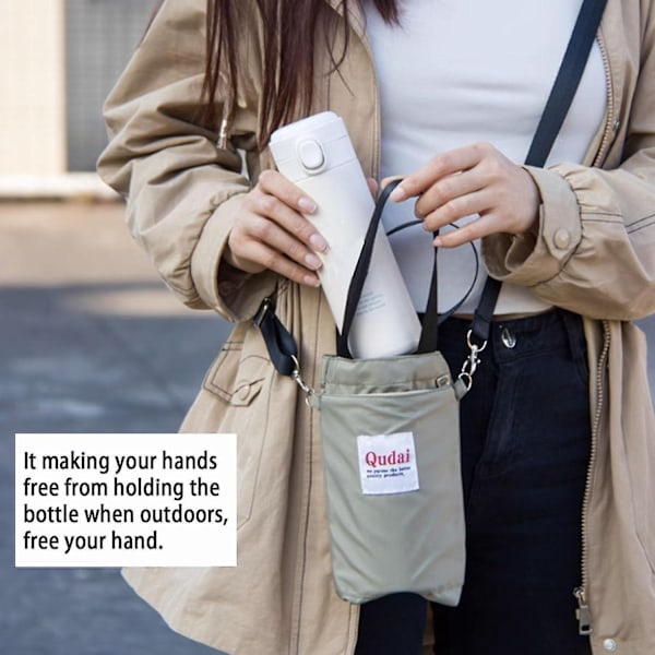 Stor Qudai-flaskväska, crossbody, handhållen vattenkopp, barnvagnsväska, vattenflaskhållare med justerbar axelrem - WELLNGS pink 01