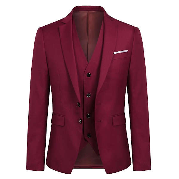 Allthemen Miesten Business Blazer Yksivärinen Slim Fit Takki-WELLNGS Dark Red L