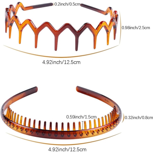 4 st plasttand hår kam pannband, komfort vågigt tandat hår band, hårda pannband för kvinnor män flickor, 4 stilar-WELLNGS